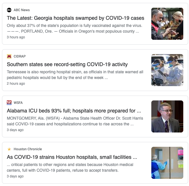 COVID Hospitalizations in the south